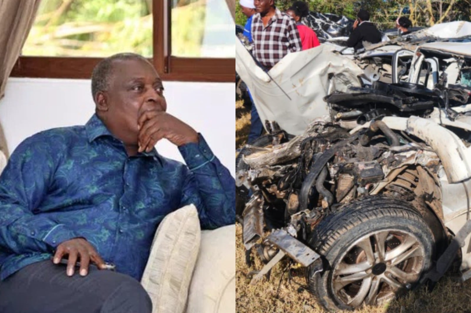 Collage photo of Cyrus Jirongo and his vehicle.